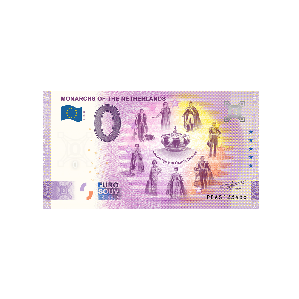 Bilhete de lembrança de zero euro - monarcas da Holanda Koninkrijk - Holanda - 2020
