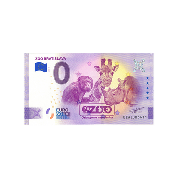 Bilhete de lembrança de zero para euro - zoológico bratislava - eslováquia - 2021