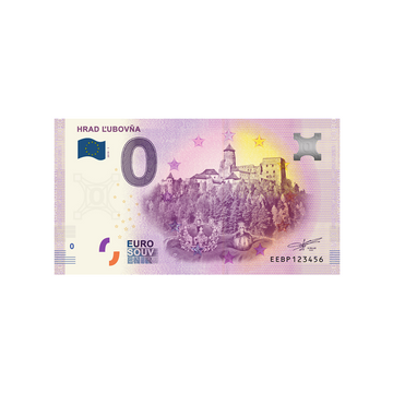 Bilhete de lembrança de zero euro - hrad l'ebovna - eslováquia - 2019