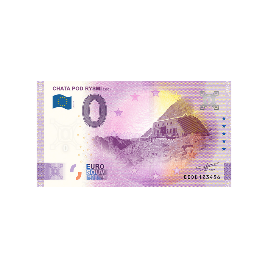 Bilhete de lembrança de zero euro - chata pod rysmi 2250m - Eslováquia - 2021