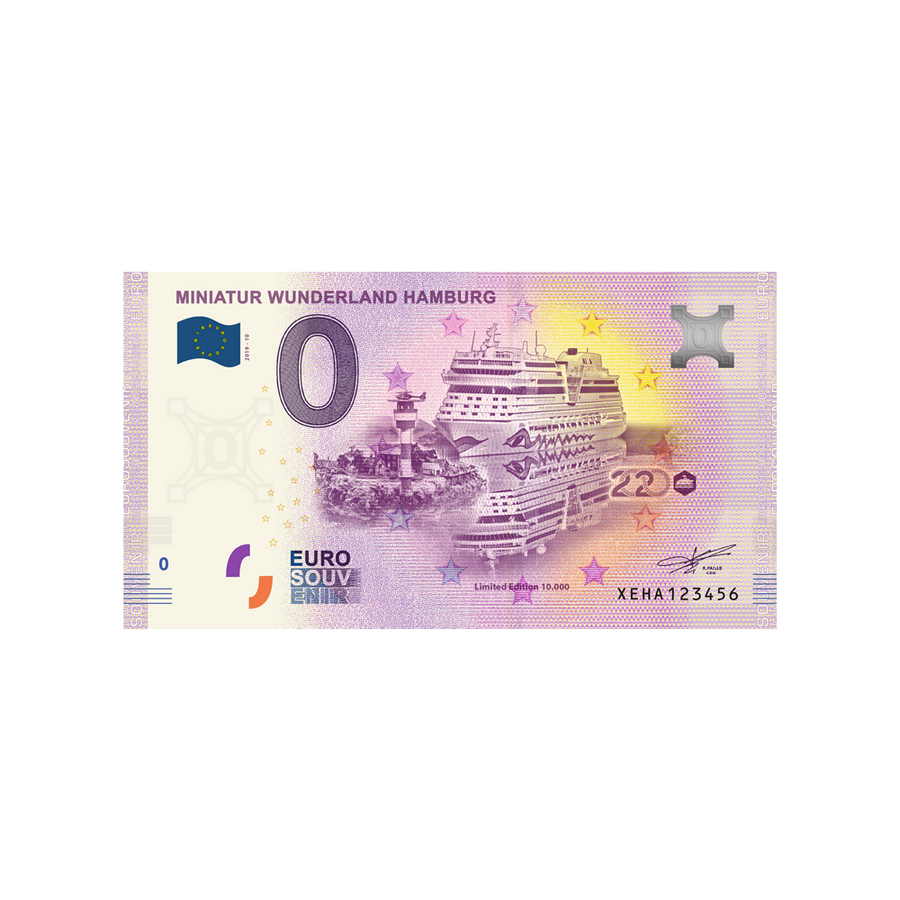 Souvenir ticket from zero euro - miniature wunderland hamburg 1 - Germany - 2019