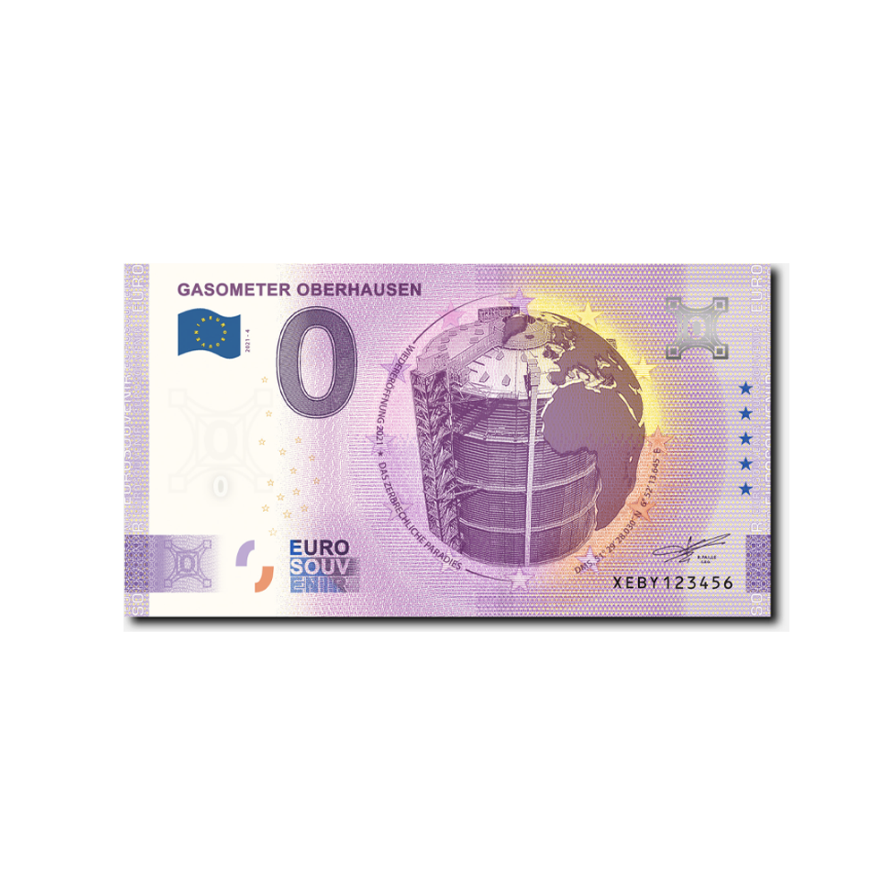 Souvenir -Ticket von Null bis Euro - Gasometer Oberhausen - Deutschland - 2021