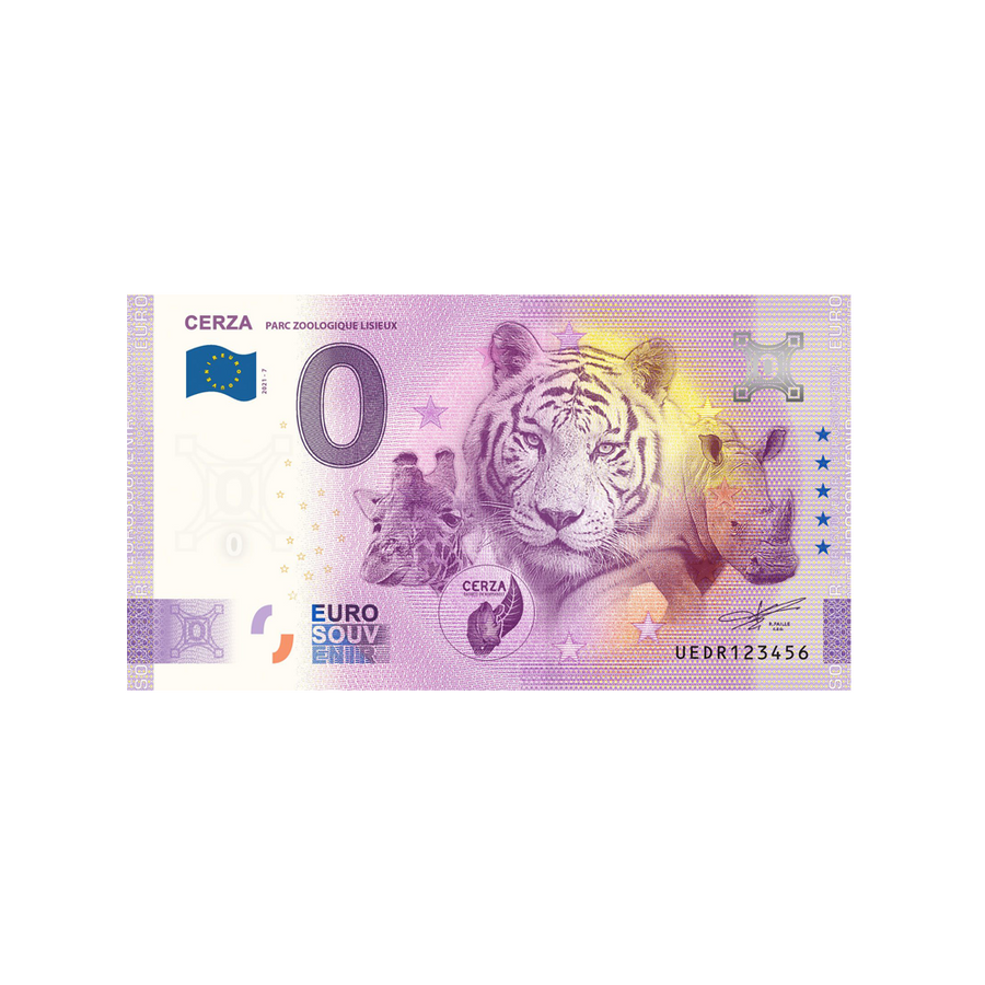 Souvenir -Ticket von null nach Euro - Cerza Lisieux Zoological Park - Frankreich - 2021