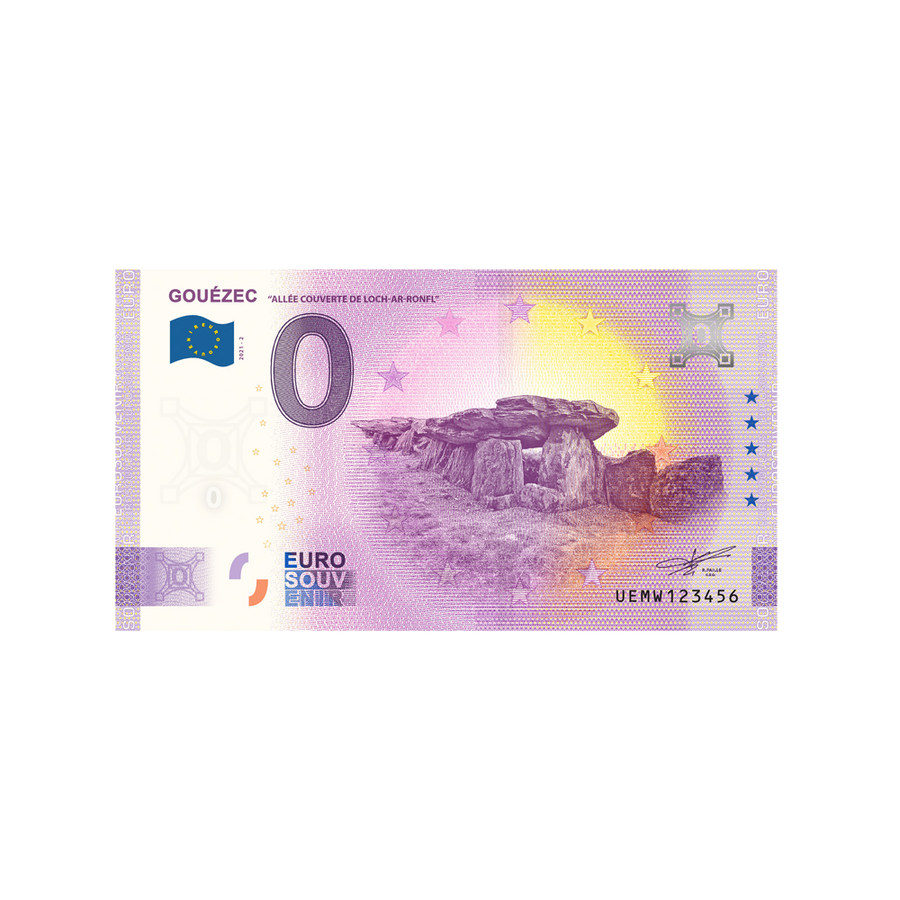 Bilhete de lembrança de zero para euro - Gouézec - Allée coberto com loch -ar -ronfl - França - 2021