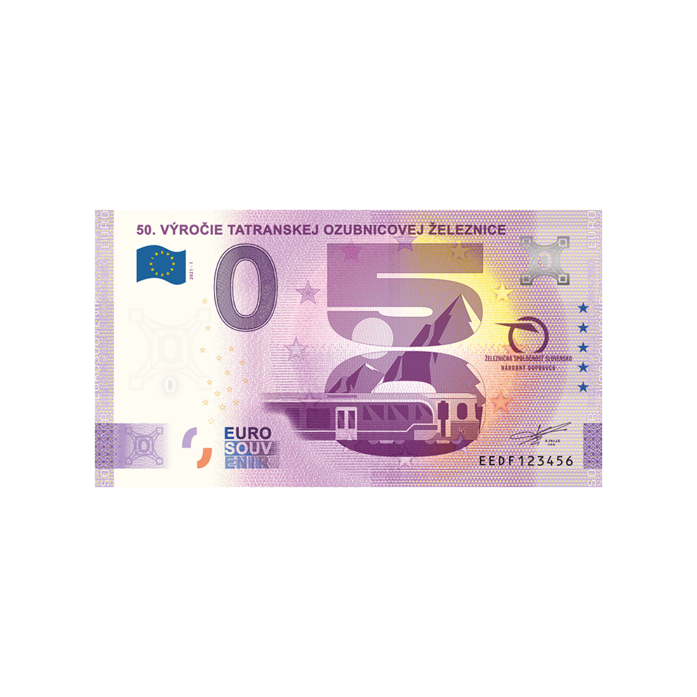 Souvenir -Ticket von null Euro - 50. Výročie Tatranskej Ozubnicovej žeeznice - Slowakei - 2021 - 2021