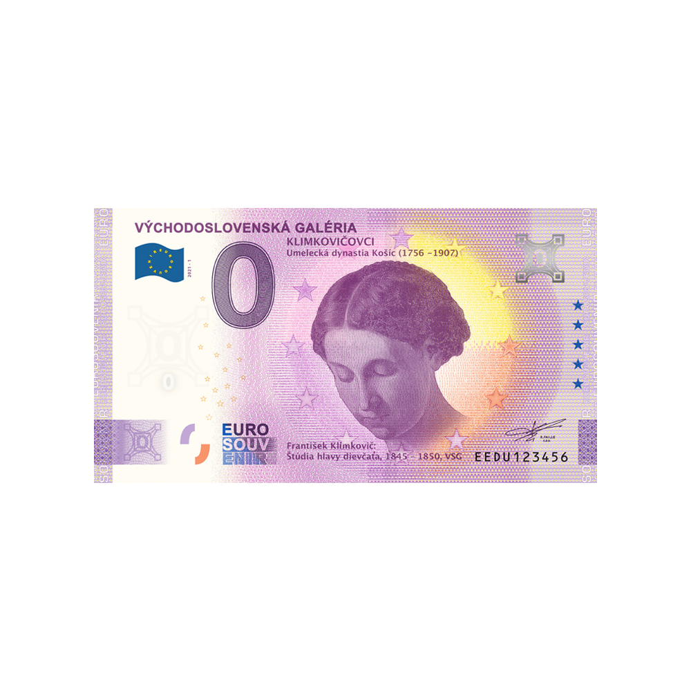 Bilhete de lembrança de Zero Euro - Východoslovenská Galélria - Eslováquia - 2021