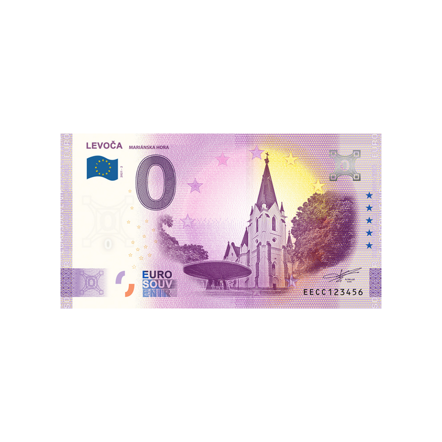 Bilhete de lembrança de Zero Euro - Levoča - Mariánska Hora - Eslováquia - 2021