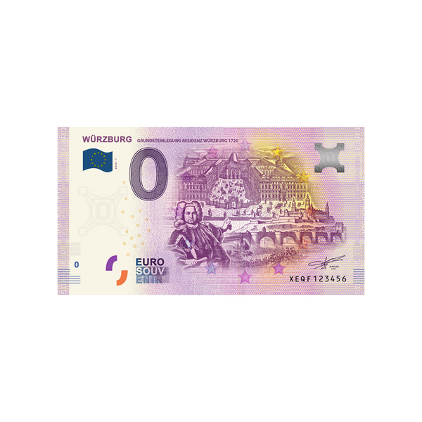 ⁣⁢Zero Euro Souvenir Banknote - Würzburg - Germany - 2020⁤⁣
