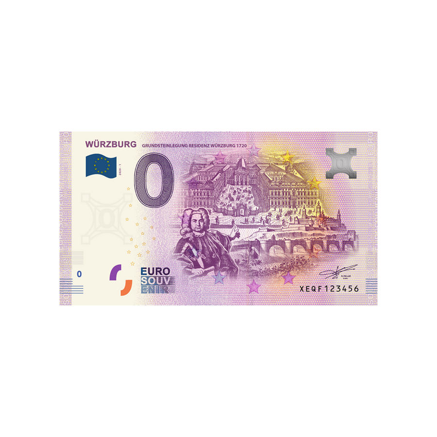 Souvenir -Ticket von Null bis Euro - Würzburg - Deutschland - 2020