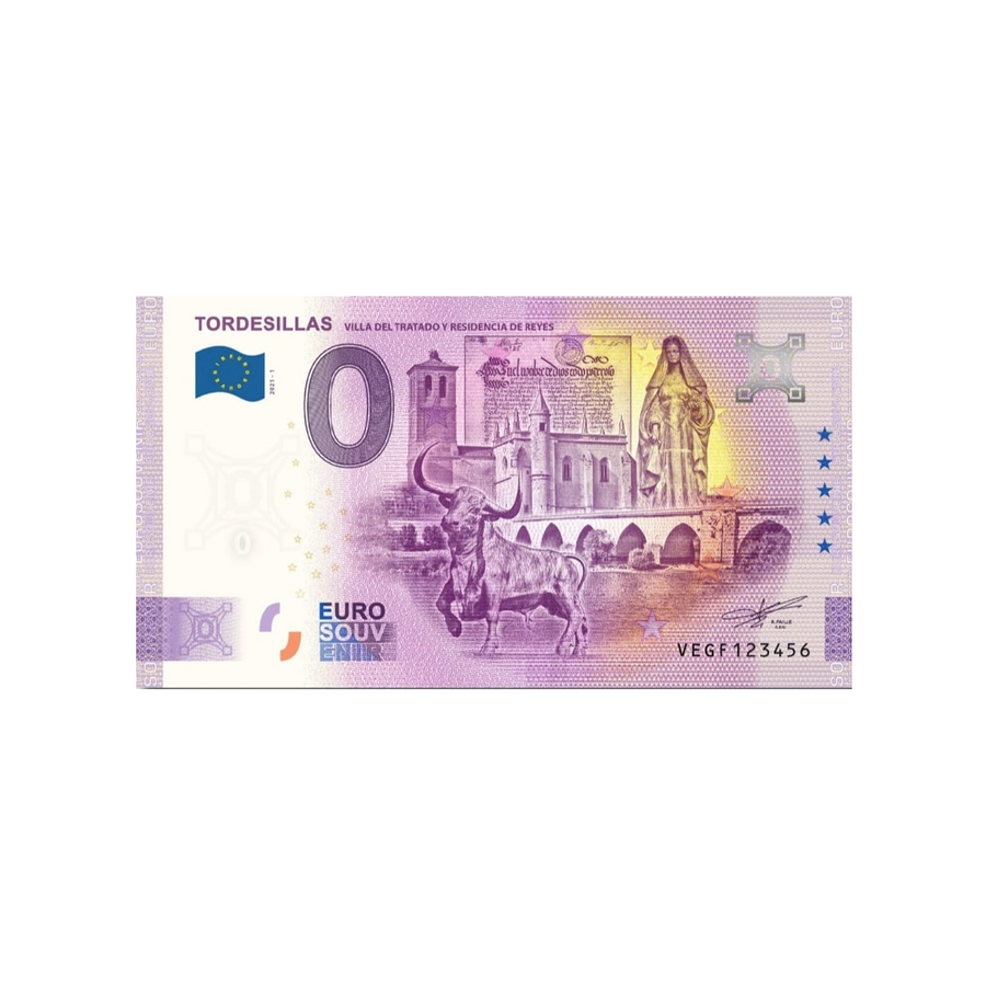 Souvenir -ticket van nul tot euro - tordesillas - Spanje - 2021