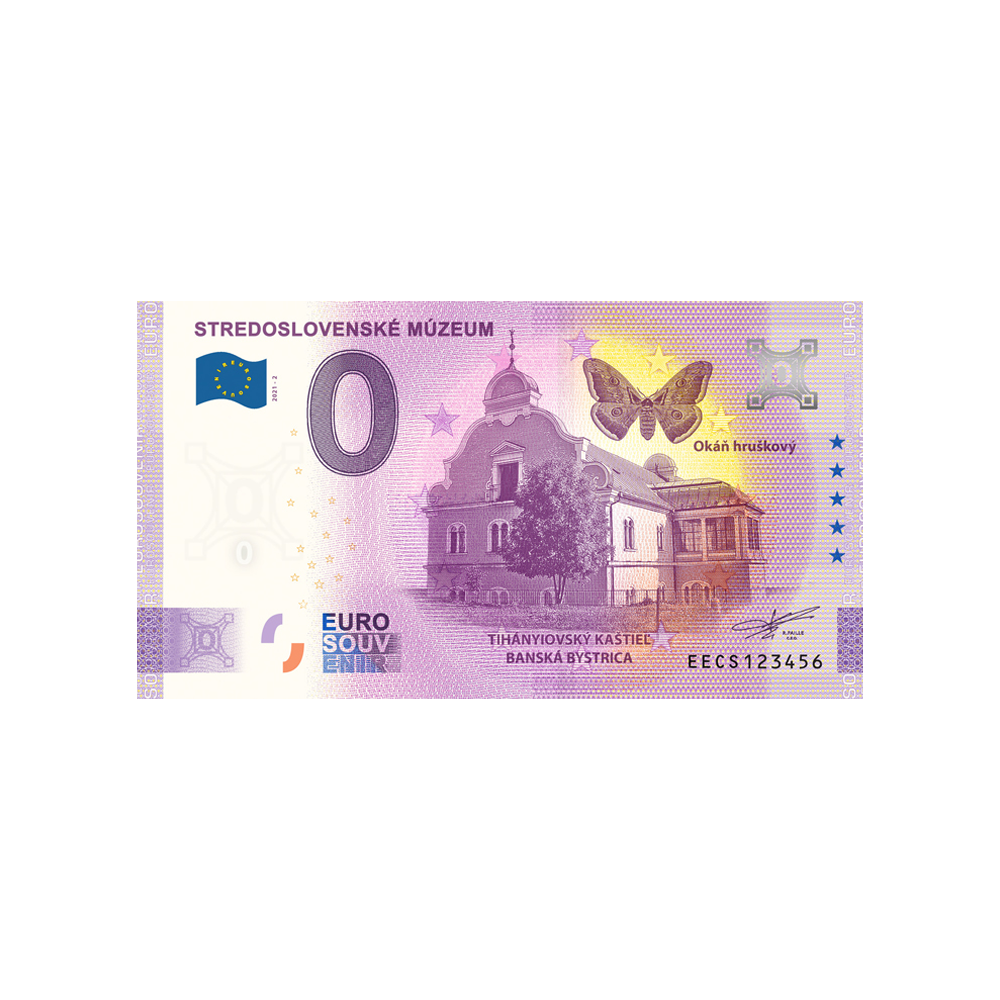 Bilhete de lembrança de zero euro - stedoslovenské mùzeum - eslováquia - 2021