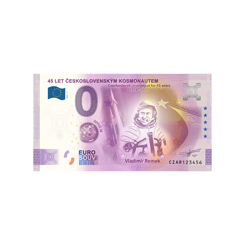 Biglietto souvenir da zero euro - 45 Let československým kosmonautem - vladimír ricorda - tchéquie - 2021