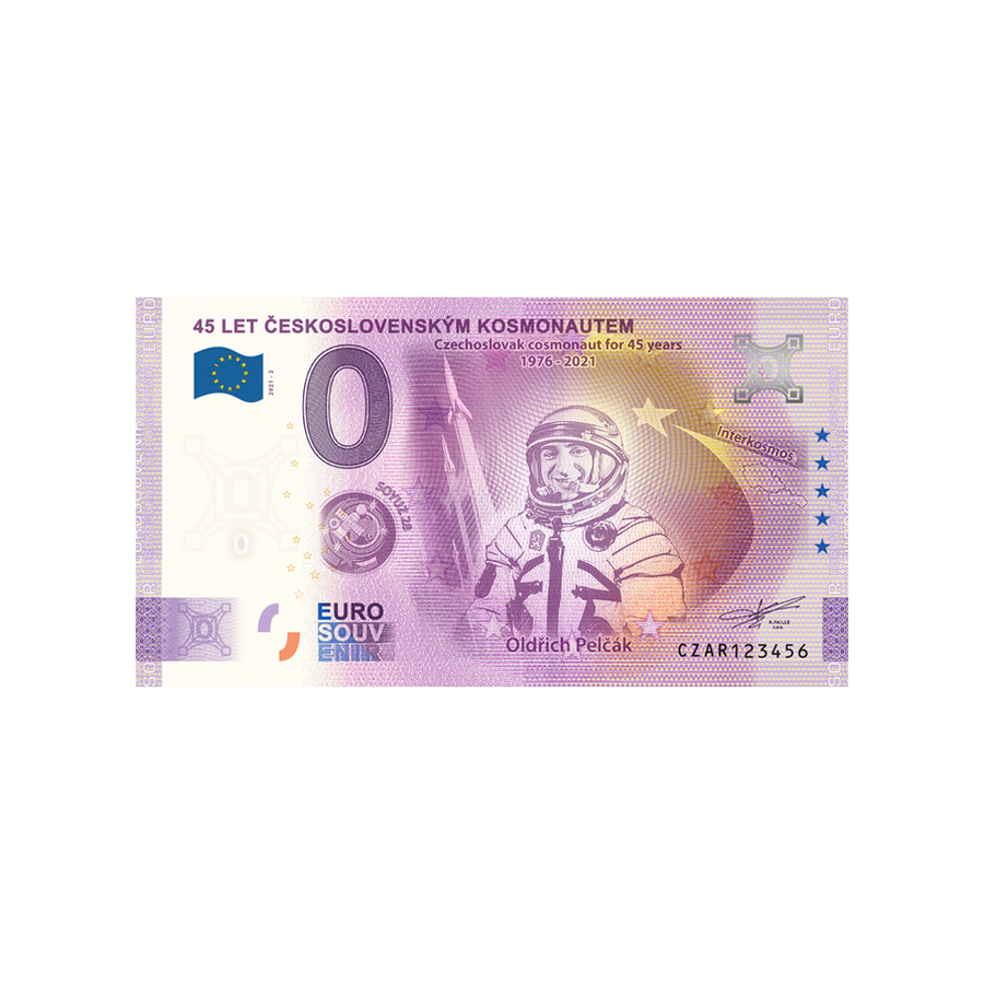 Souvenir Ticket van Zero Euro - 45 Let československým Kosmonautem - Oldřich Pelčák - Tchéquie - 2021