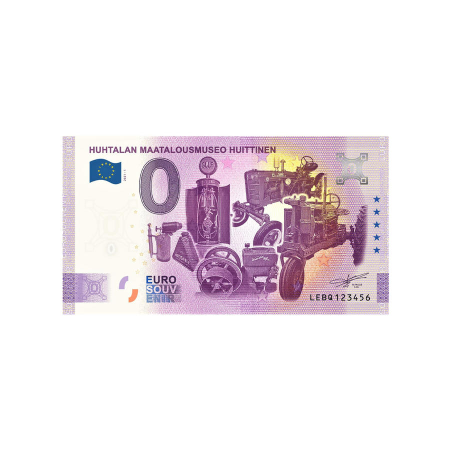 Billet souvenir de zéro euro - Huhtalan Maatalousmuseo Huittinen - Finlande - 2021