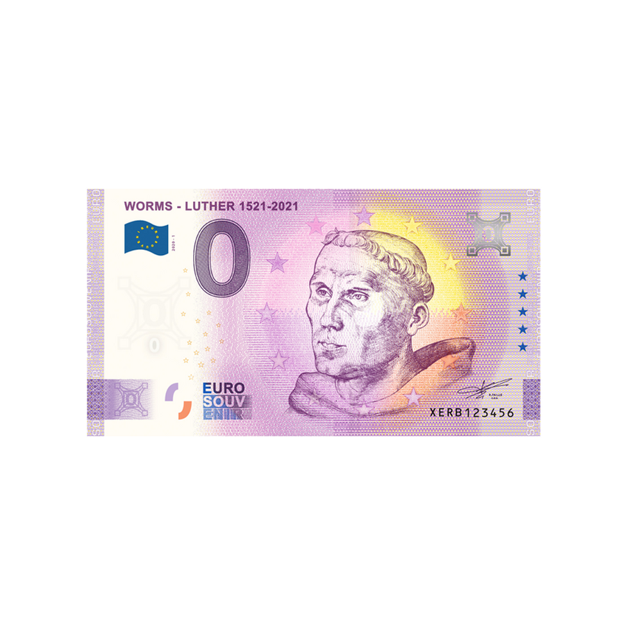 Souvenir -ticket van nul tot euro - wormen - Luther 1521-2021 - Duitsland - 2020