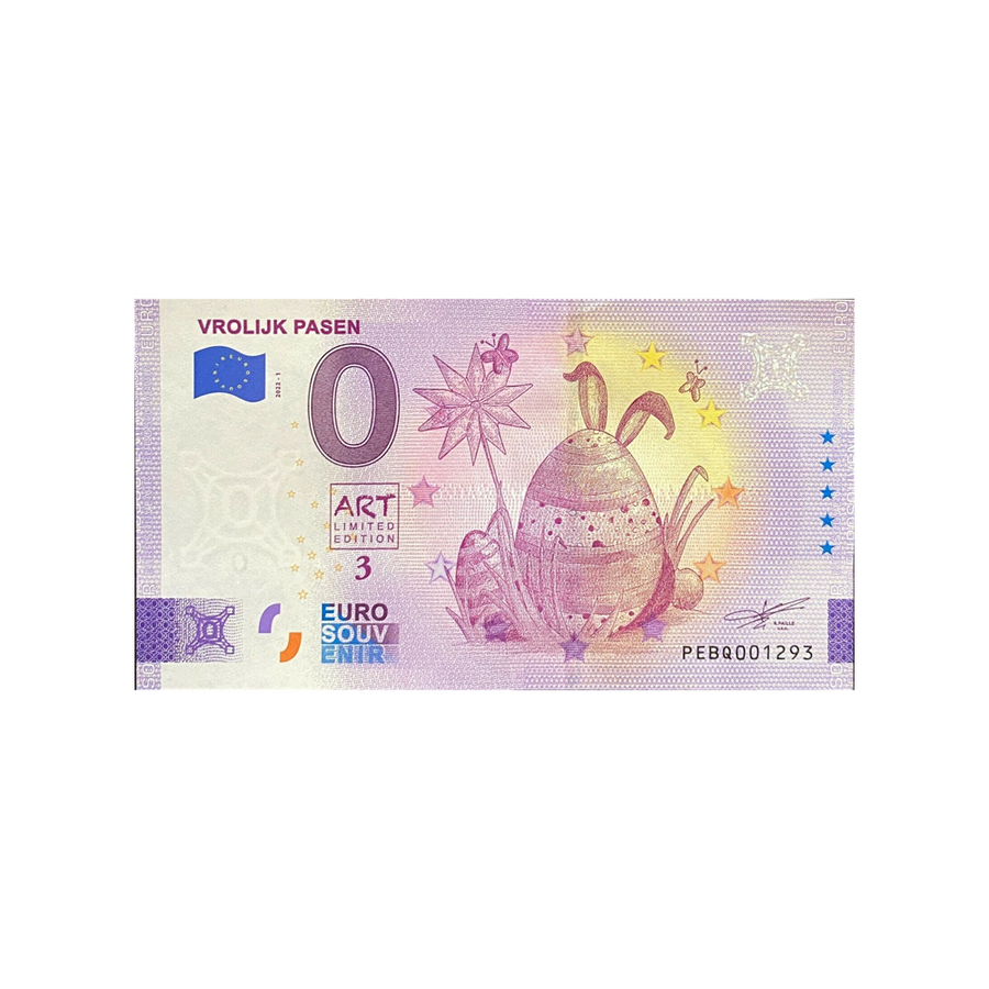 Billet souvenir de zéro euro - Vrolijk Pasen - Pays-Bas - 2022