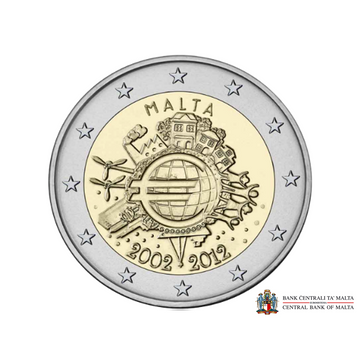 Malta 2012 2 Euro - 10e verjaardag van de euro