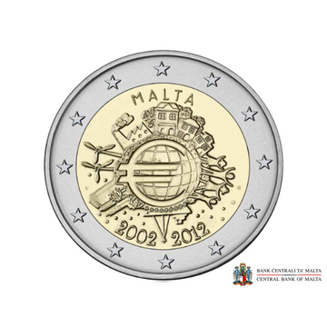 Malta 2012 2 euro - 10th anniversary of the euro