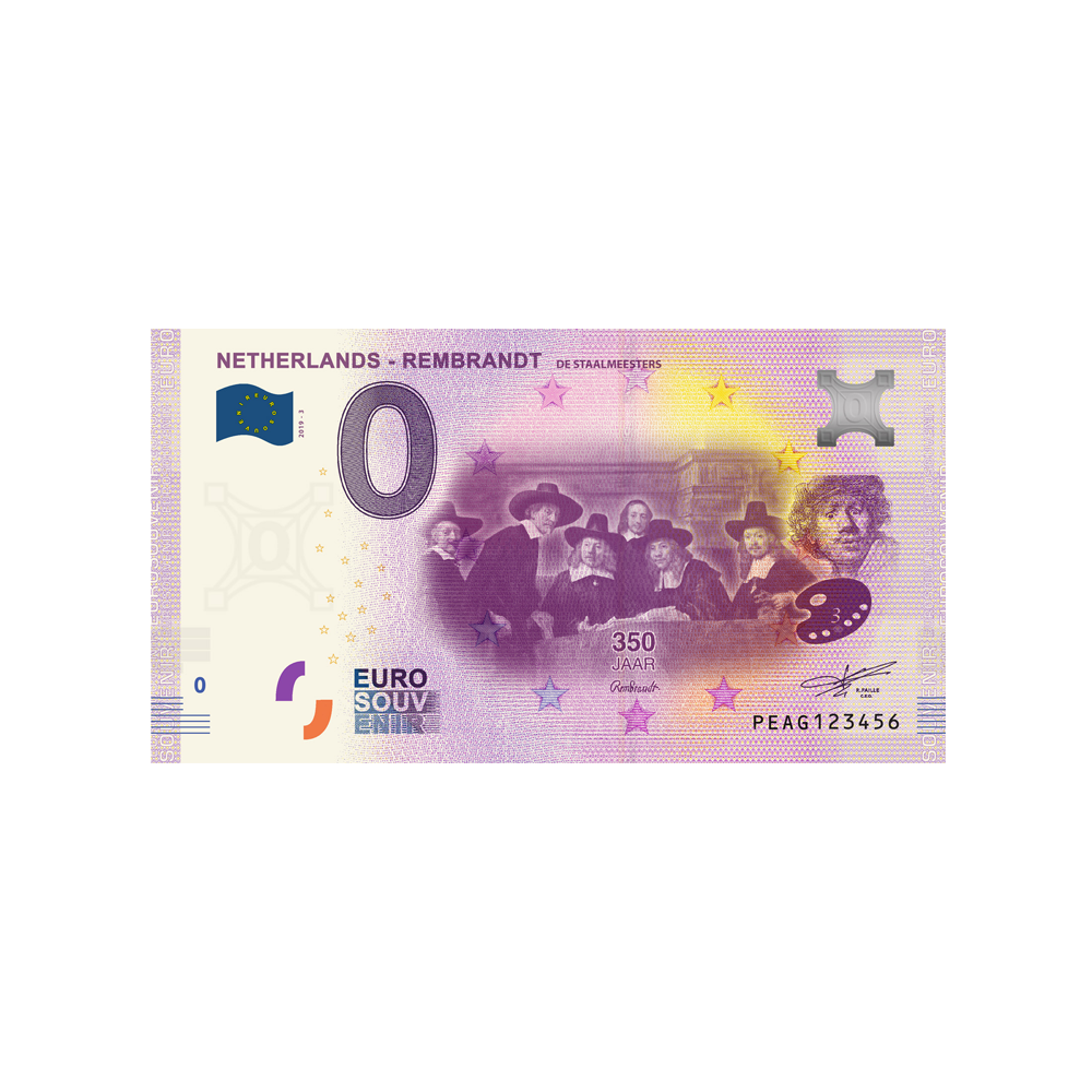Bilhete de lembrança de zero para euro - Holanda - Rembrandt 3 - Holanda - 2019