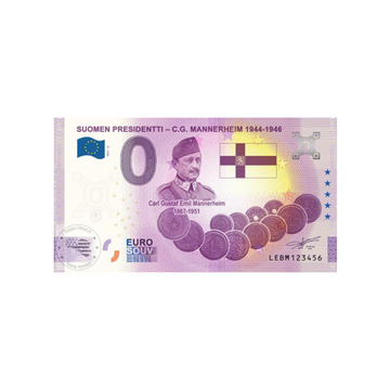 Souvenir -Ticket von Null bis Euro - Suomen Presiderti - C.G. Manyeheim 1944-1946 - Finnland - 2021