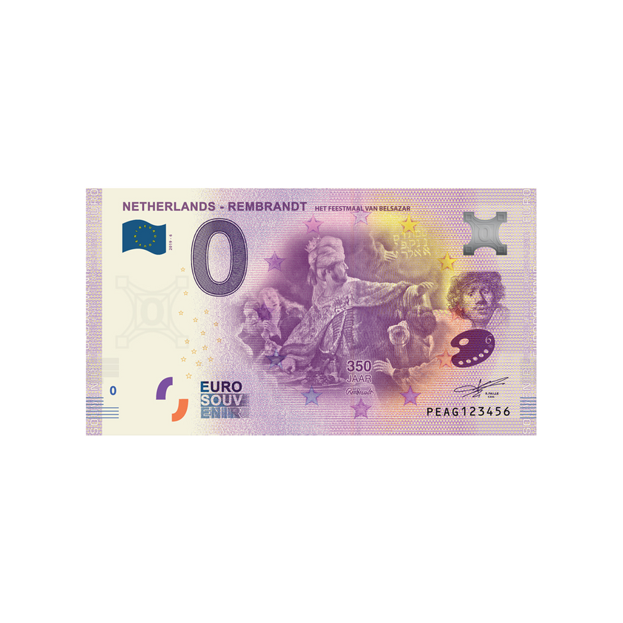 Billet souvenir de zéro euro - Netherlands - Rembrandt 6 - Pays-Bas - 2019