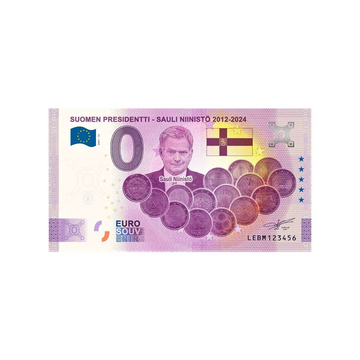 Souvenir ticket from zero to Euro - SUOMEN PRESIDERTI - SAULI Niinistö 2012-2024 - Finland - 2021