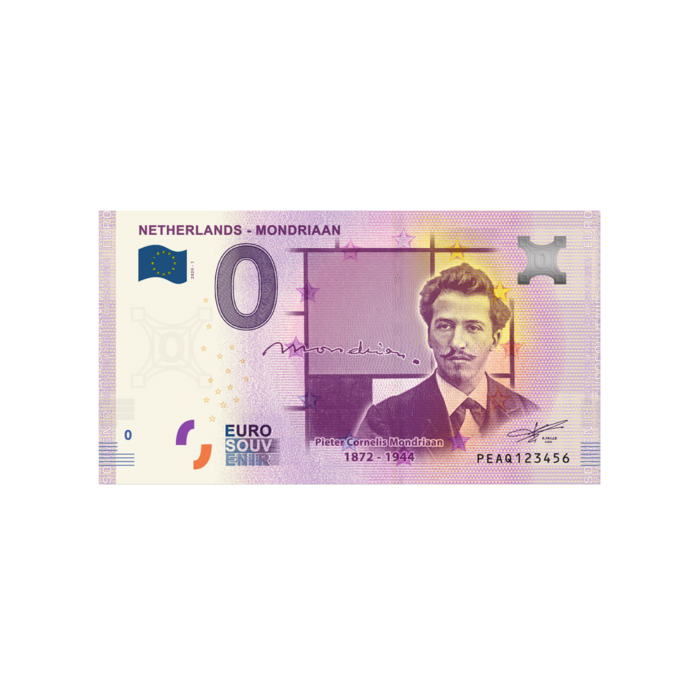 Bilhete de lembrança de zero a euro - Mondriaan - Holanda - 2020