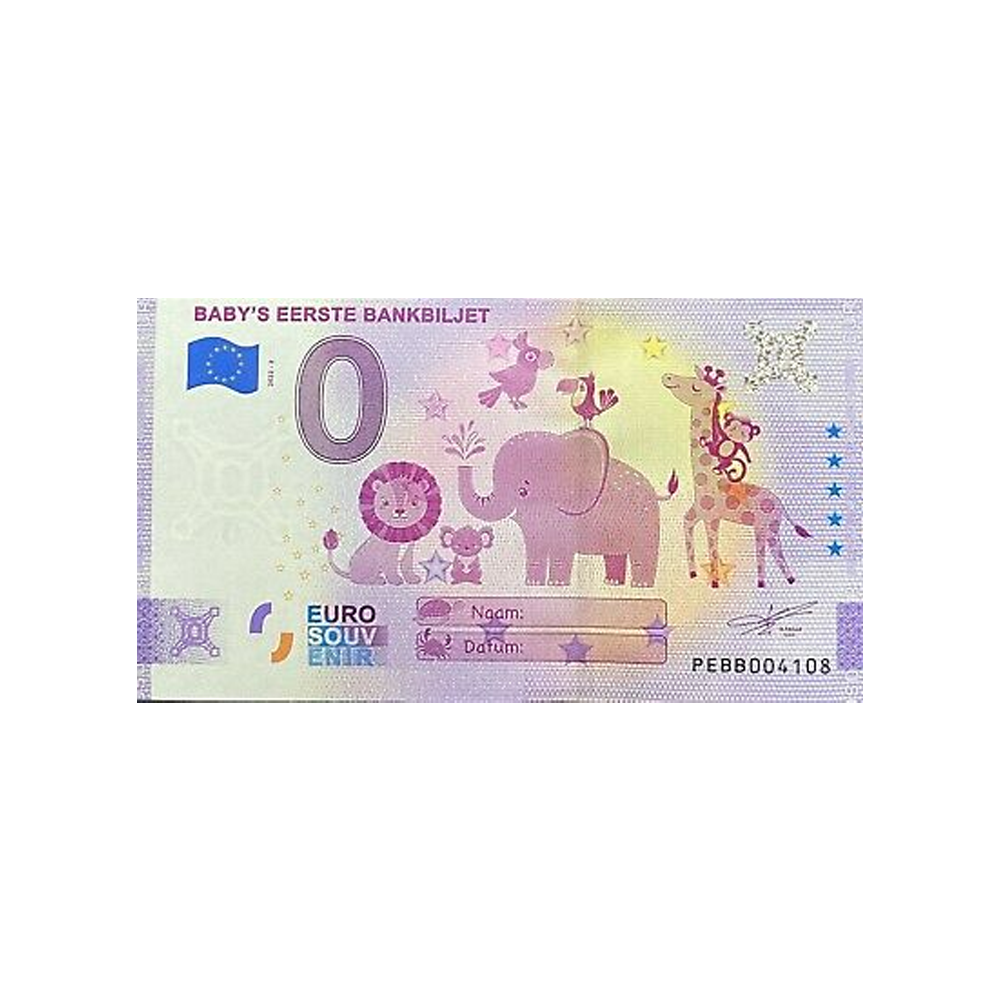 Billet souvenir de zéro euro - Baby's Eerste Bankbiljet - Pays-Bas - 2022