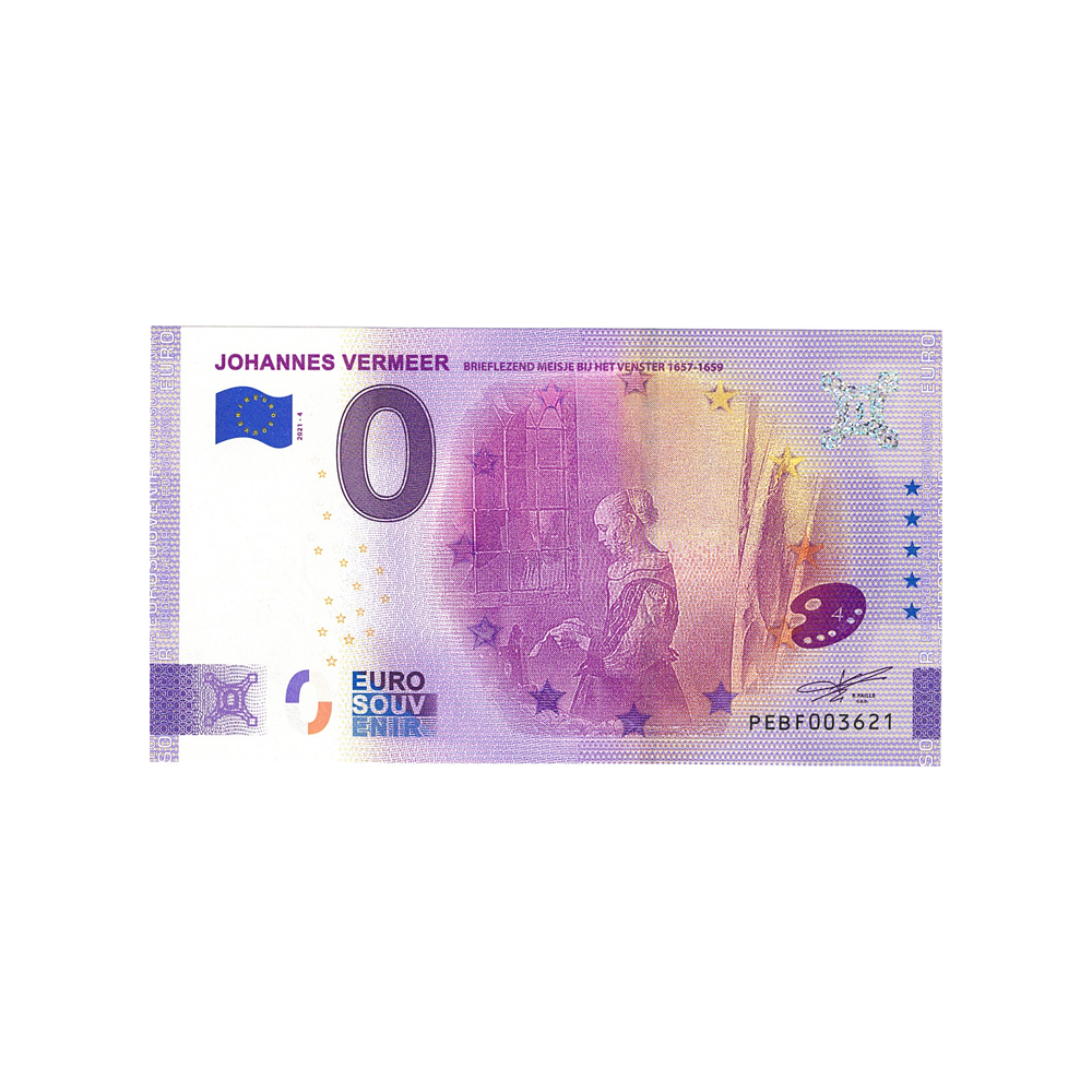 Bilhete de lembrança de zero a euro - Johannes Vermeer 4 - Holanda - 2021