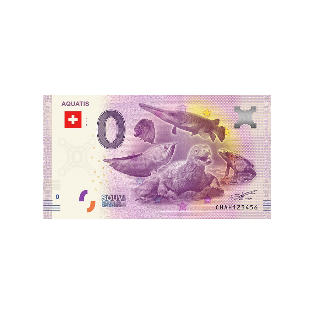 Bilhete de lembrança de zero para euro - aquatis - Suíça - 2021