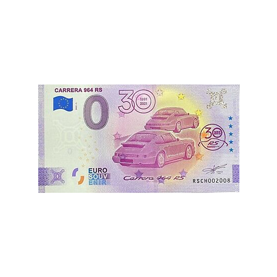 Billet souvenir de zéro euro - Carrera 964 RS - Allemagne - 2021