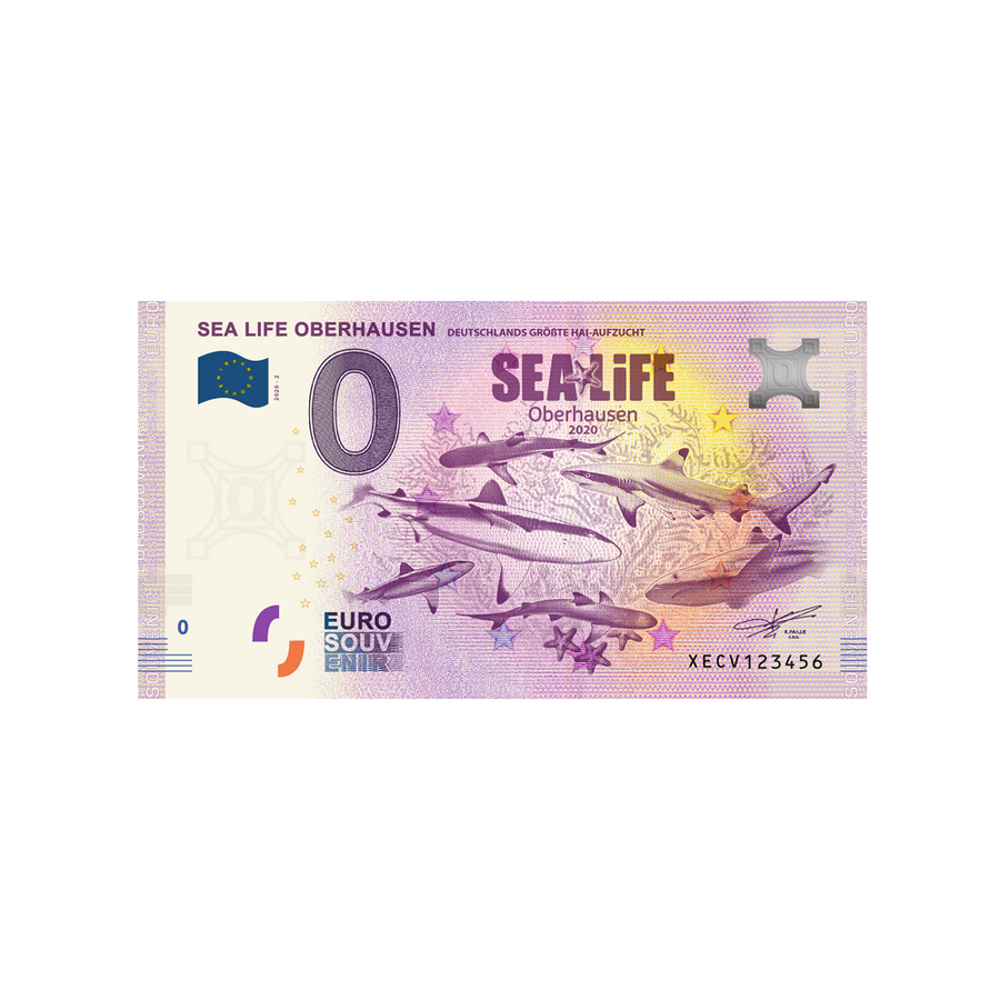 Bilhete de lembrança de zero a euro - Sea Life Oberhausen - Alemanha - 2020