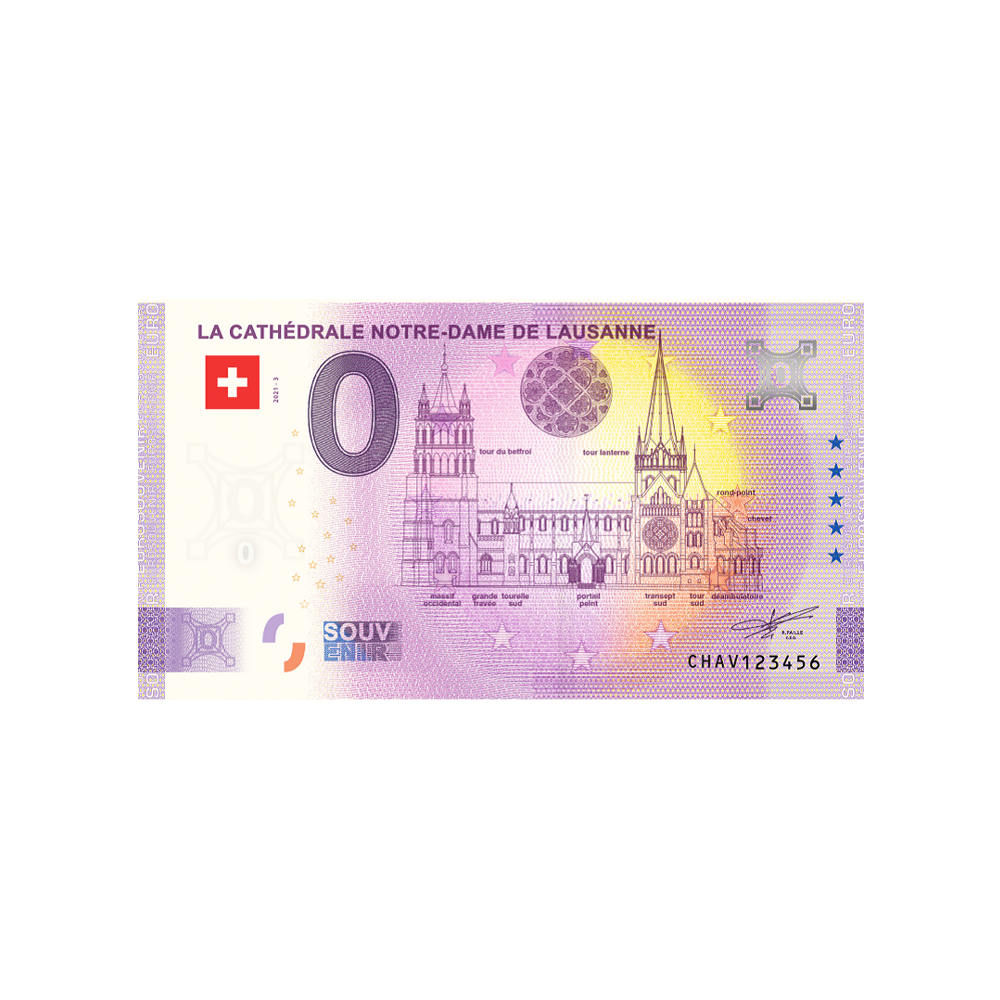 Souvenir Ticket van Zero Euro - Notre -Dame de Lausanne Cathedral - Zwitserland - 2021