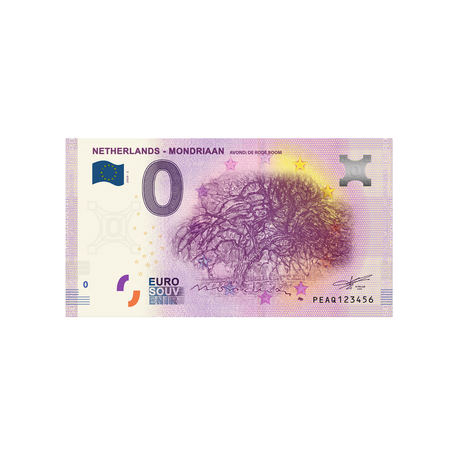 Bilhete de lembrança de zero a euro - Mondriaan Avond - Holanda - 2020