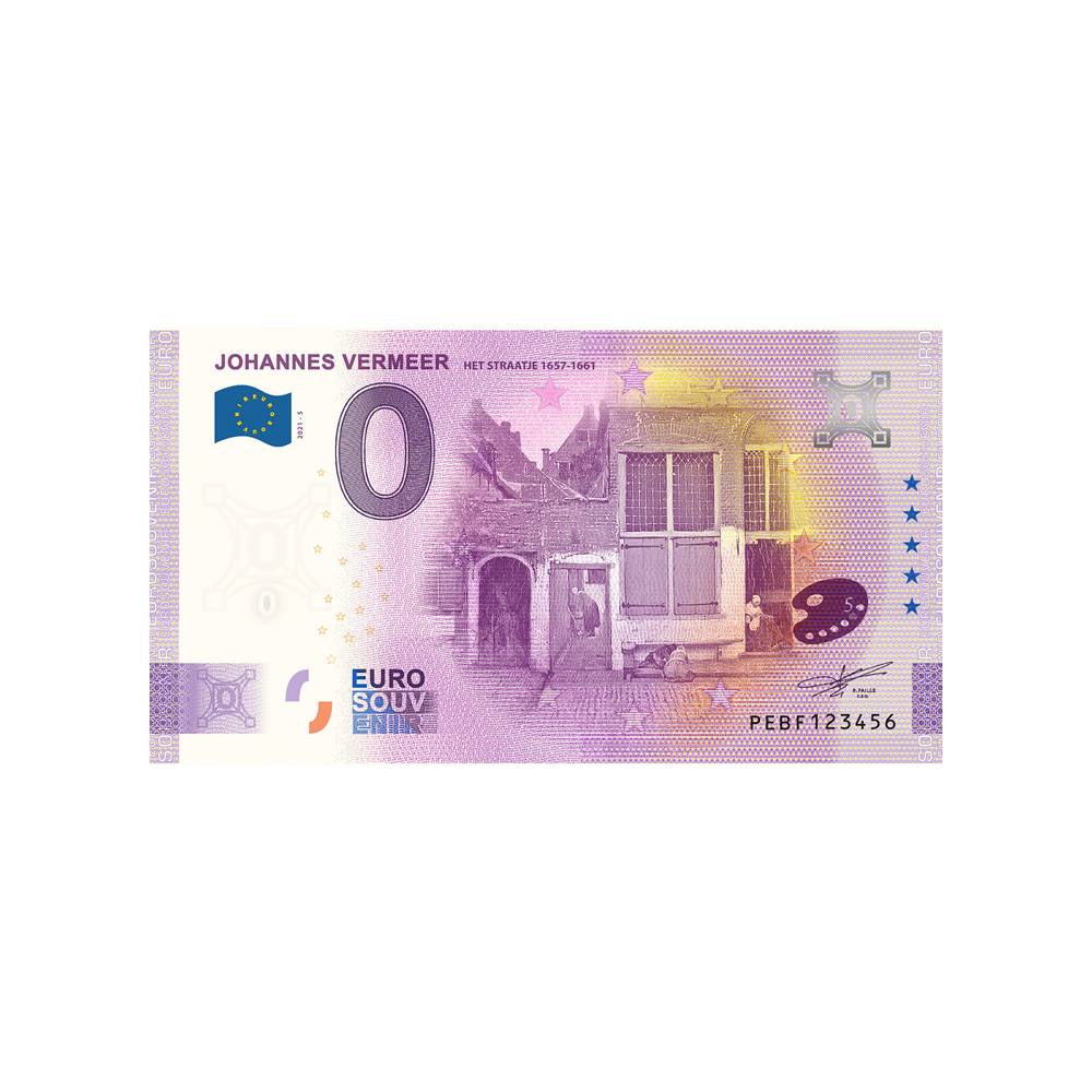 Bilhete de lembrança de zero a euro - Johannes Vermeer 5 - Holanda - 2021