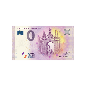 Biglietto souvenir da zero a euro - arco da porta nova - Portogallo - 2019
