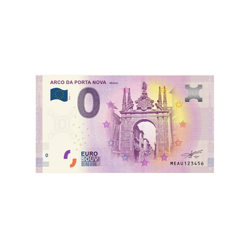 Bilhete de lembrança de zero a euro - Arco da Porta Nova - Portugal - 2019