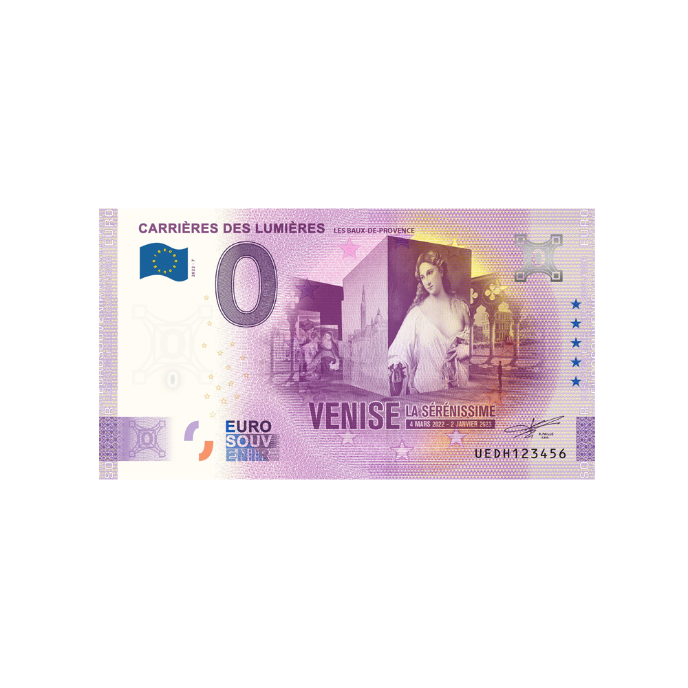 Bilhete de lembrança de zero euro - pedreiras do Iluminismo - Veneza - França - 2022
