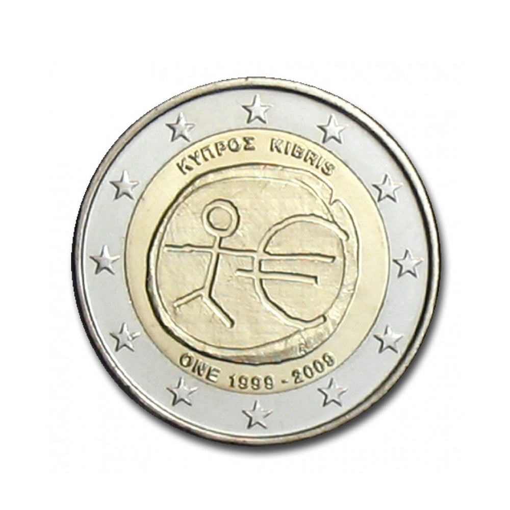 Chipre 2009 - 2 Euro comemorativo - 10 anos emu