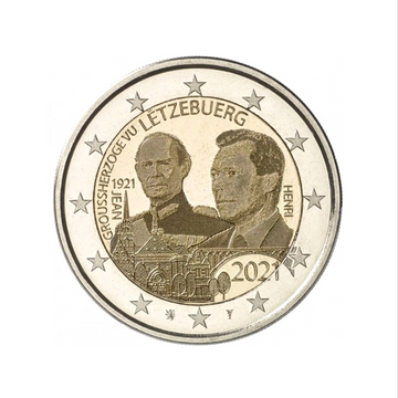 Luxemburgo - 2 Euro comemorativo - 2021 - 100 anos de príncipe Jean - holograma