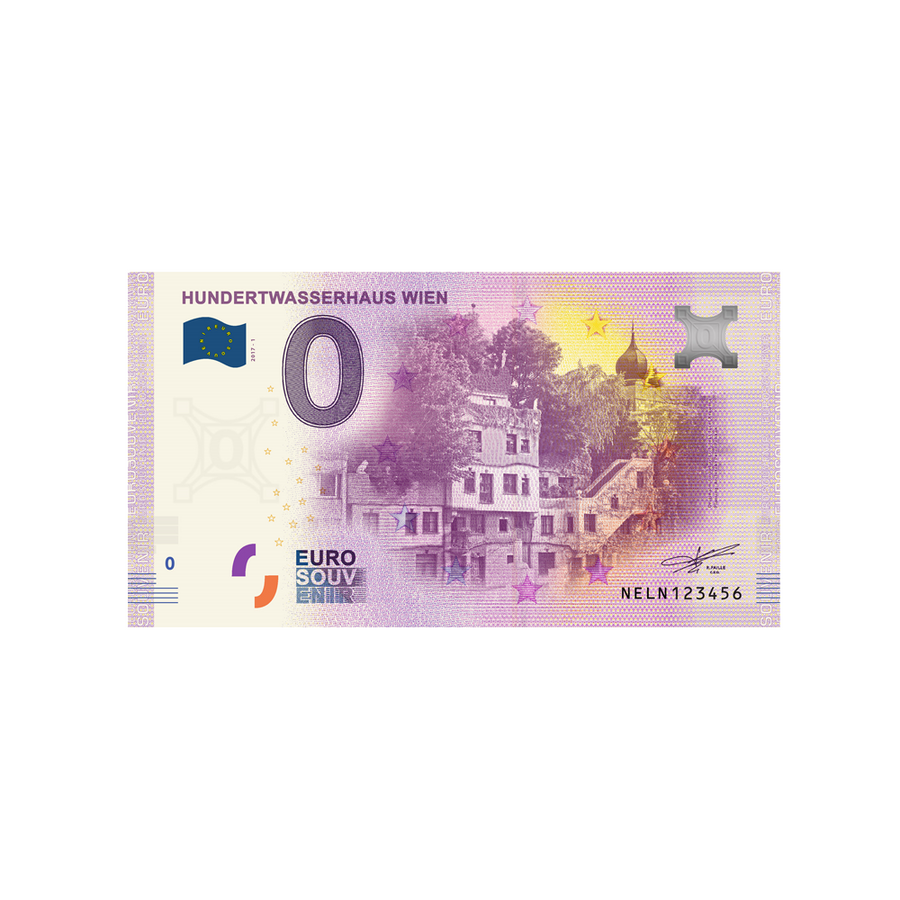 Souvenir Ticket van Zero Euro - Hundertwasserhaus Wien - Oostenrijk - 2017
