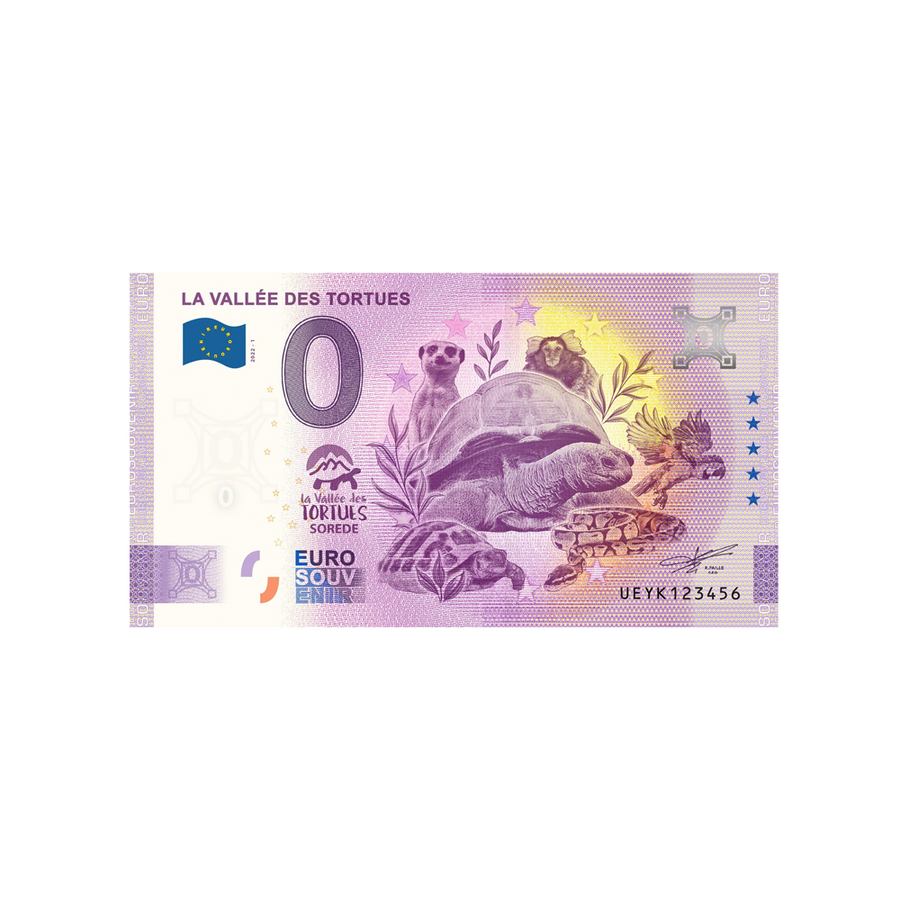 Billet souvenir de zéro euro - La Vallée des Tortues - France - 2022