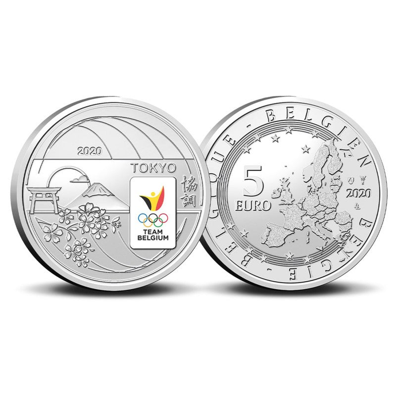 Belgique 2020 - 5 Euro Commémorative - JO de Tokyo - BU - Colorisée