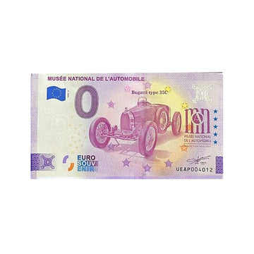 Billet souvenir de zéro euro - Musée National de l'Automobile - France - 2022