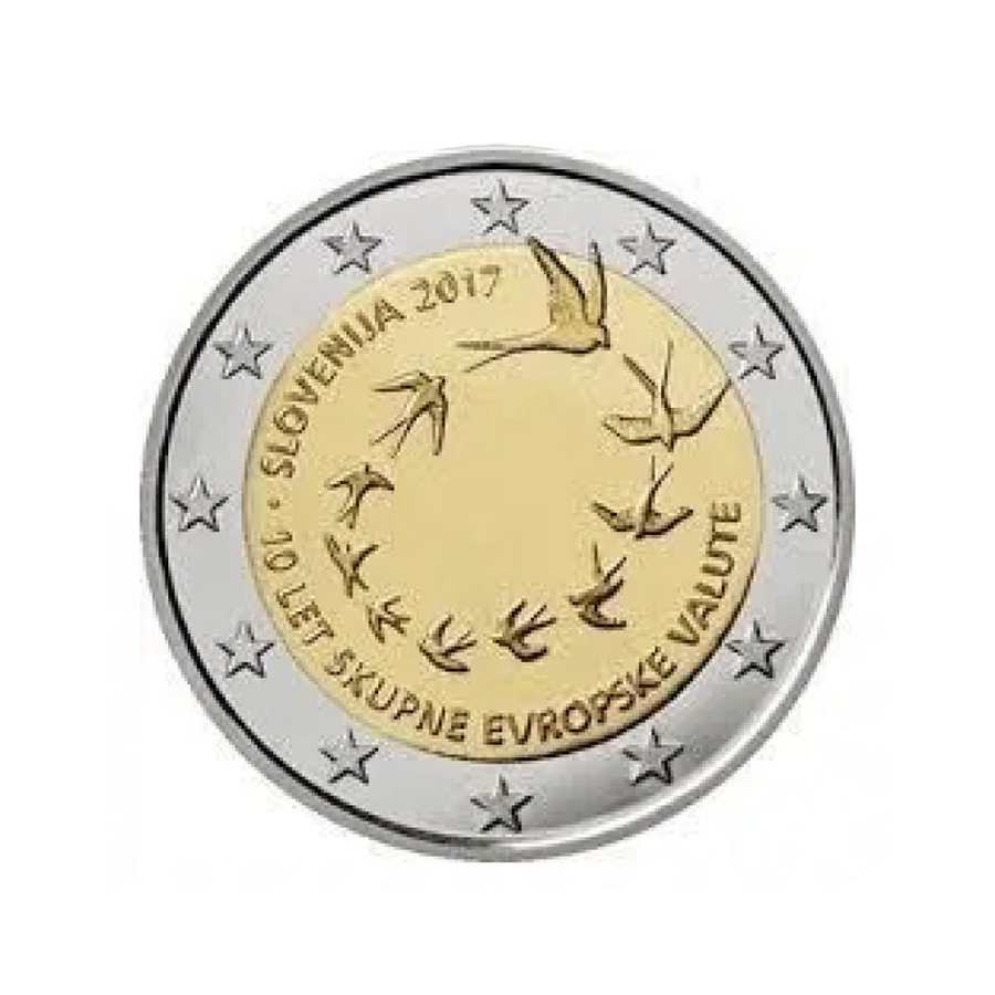 Eslovênia 2017 - 2 Euro comemorativo - 10 anos de euro na Eslovênia