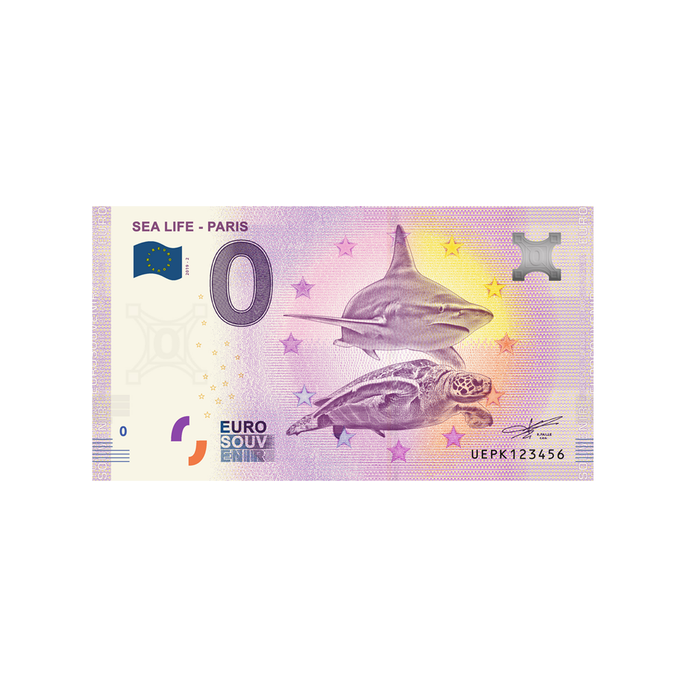 Biglietto souvenir da zero a euro - Sea Life - Parigi 2 - Francia - 2019