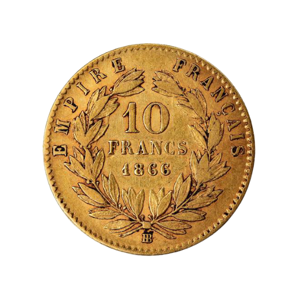 Frankrijk 10 Francs Napoleon III Laurée Head - Gold
