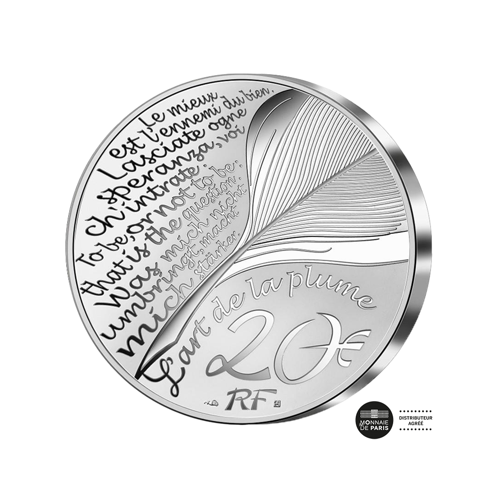 Die Kunst des Stifts: Dante Alighieri - 20 Euro Silber Frankreich 2021 sein