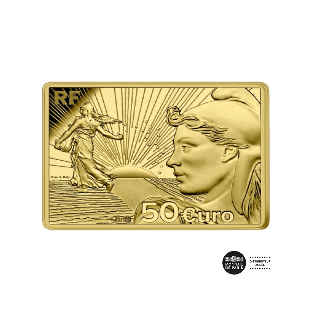 Les 20 ans de l'Euro - Monnaie de 50€ Or 1/4 Oz - BE 2022