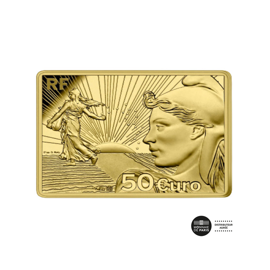 The 20th anniversary of the Euro - Semeuse - Currency of € 50 Gold - Be 1/4oz France - 2022